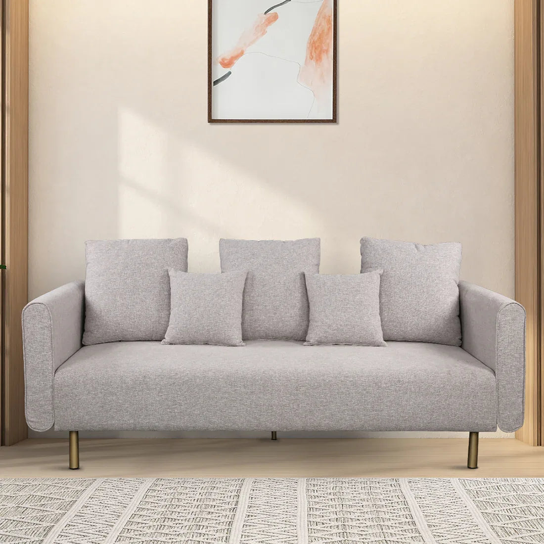 Asher Fabric Three Seater Sofa in Grey Colour - HomeTown