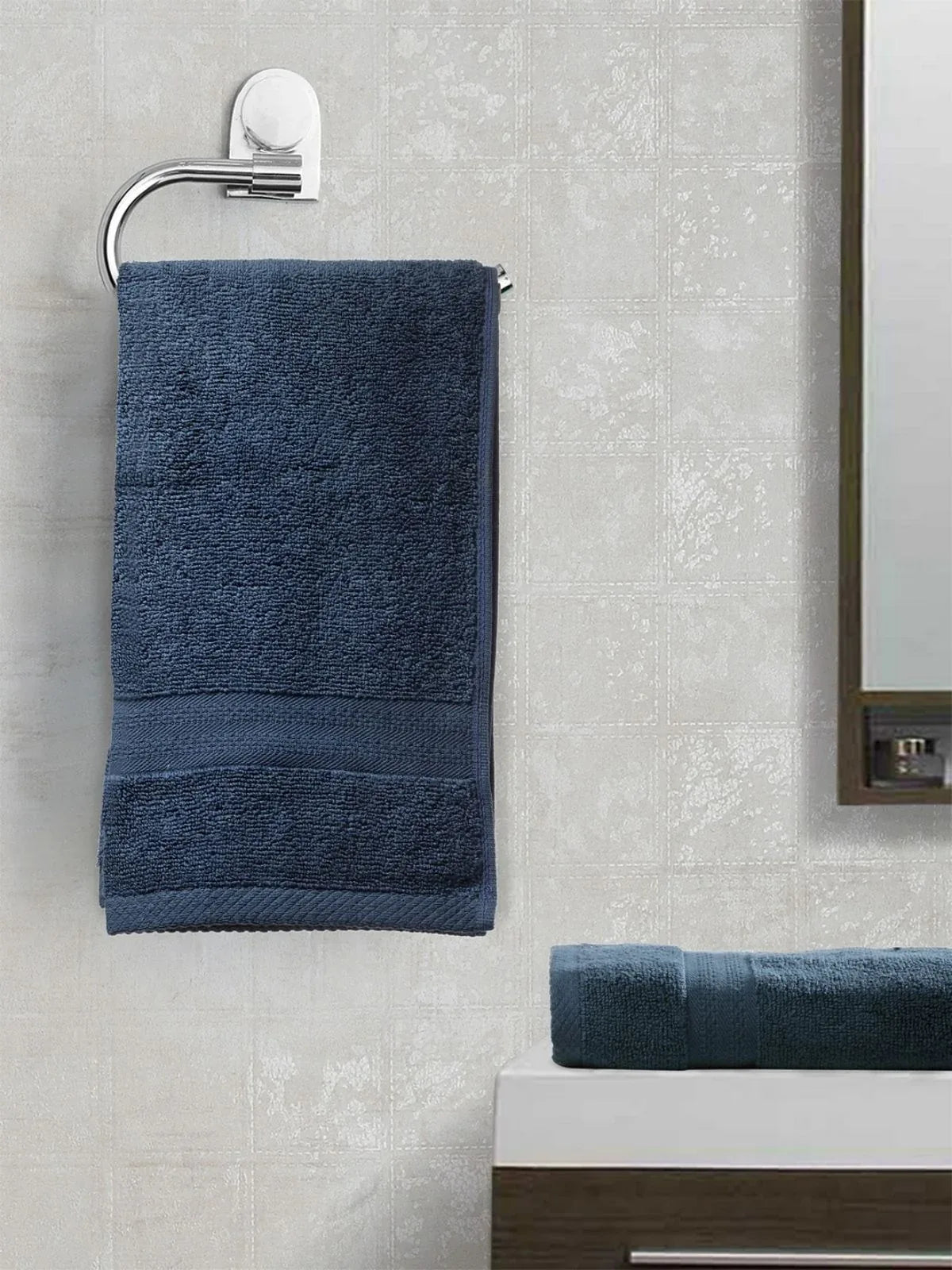 Paradiso Cotton Set Of 2 Hand Towel 40X60 Cm 500 Gsm in Navy Colour - HomeTown