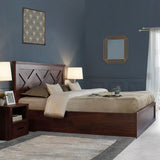 Antwerp Queen Bed with Box Storage in Sheesham Colour