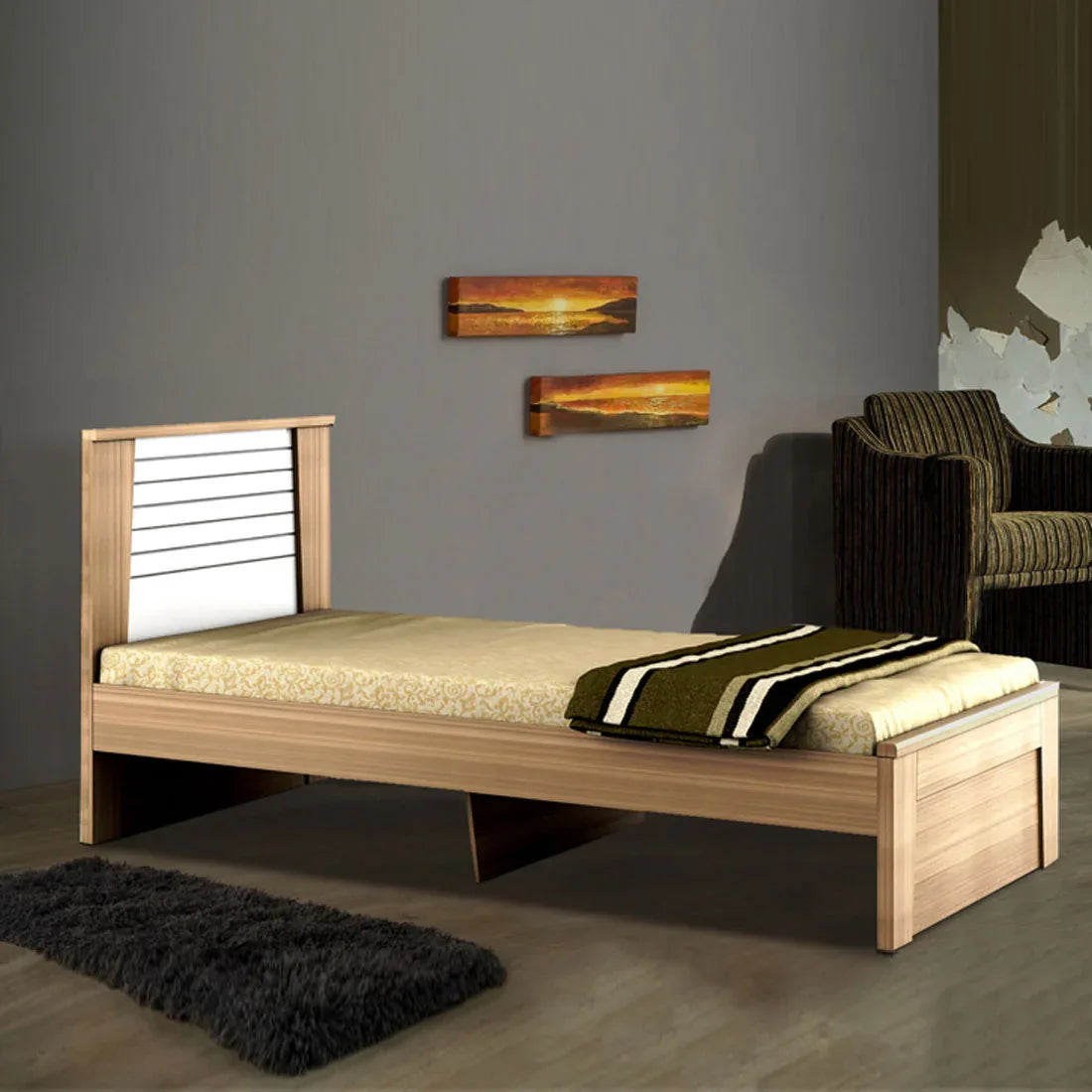 Ambra Single Bed without storage in Oak Colour - HomeTown