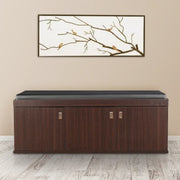 HomeTown Engineered Wood 3 door Shoe Rack with Seat in Wenge Colour - HomeTown