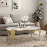 Giove Marble & Iron Center Table in White & Gold Colour