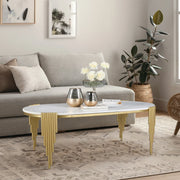 Giove Marble & Iron Center Table in White & Gold Colour - HomeTown