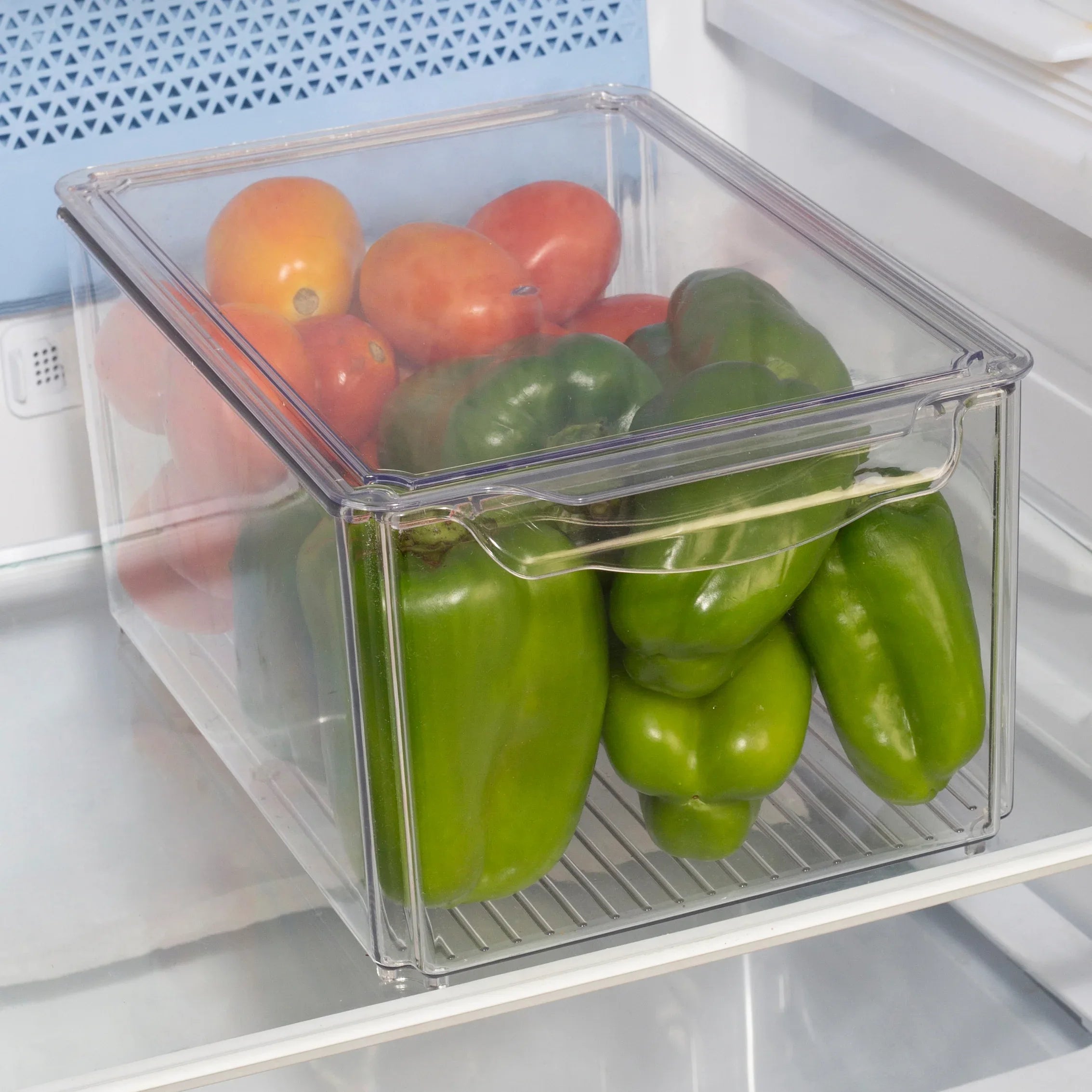 Robusto PET BPA Free Stackable Fridge Organizer with Lid & Drain - 8.4 Ltr in Transparent Colour - HomeTown