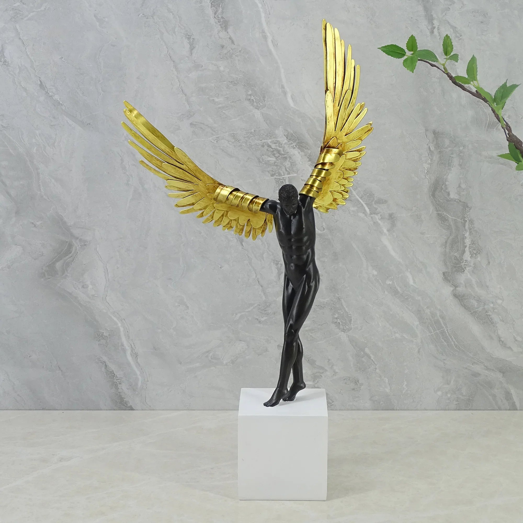 Willow Polyresin Angel With Wings 50Cm in Black & White Colour - HomeTown