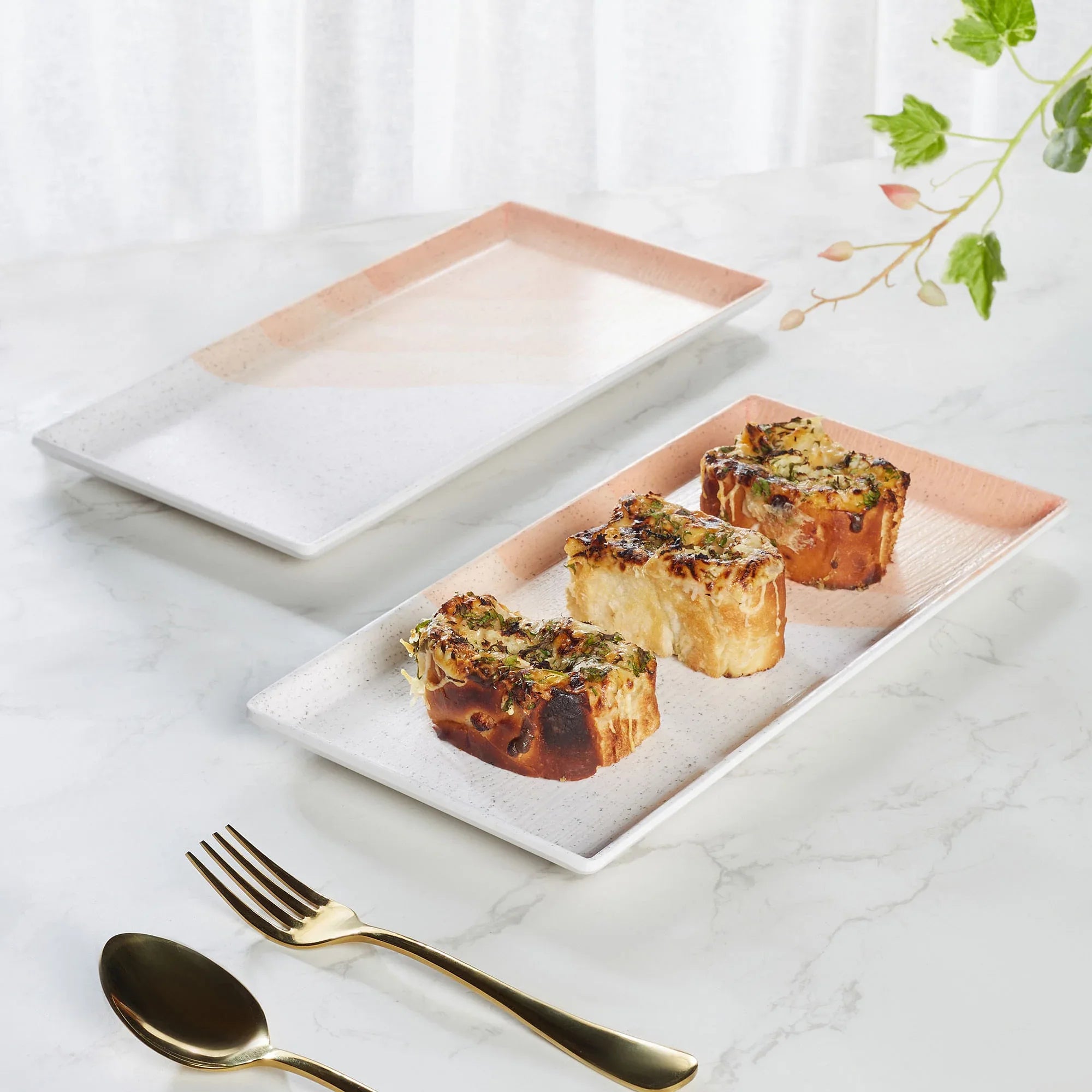 Emilia Melamine Large Platter 12x6 Inch Set of 2 in Pink Colour - HomeTown