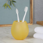 Emilia Glass Frosted Colored Jar With Lid in Yellow Colour - HomeTown