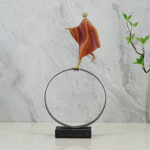 Alpine Polyresin Man Running On Cirque 48 Cm in Brown Colour dimensions