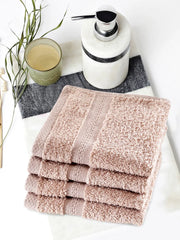 Paradiso Cotton Set Of 4 Face Towel 30X30 Cm 500 Gsm in Wheat Colour - HomeTown