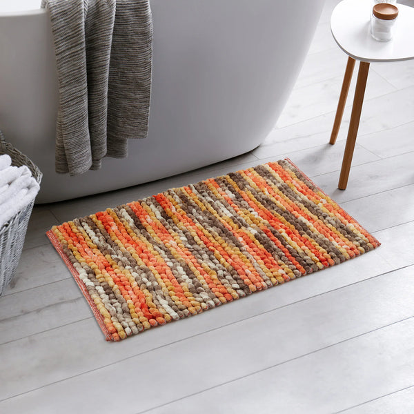 Emilia Micro Chenille Multipurpose Loop Bath Mat 40x60 Cm in Rust Mustard Colour dimensions