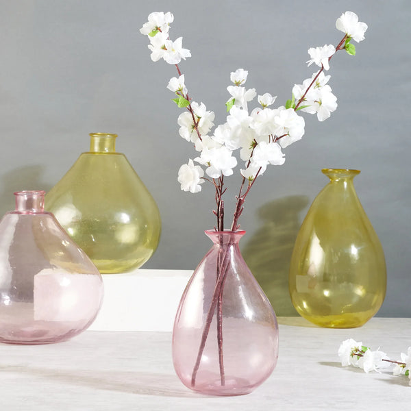 Phiona Glass Modern Organic Shapped Handcrafted 23 Cm Vase in Blush Colour dimensions