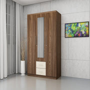 Saville Engineered Wood Three Door Wardrobe with Mirror in Dark Vogue Colour - HomeTown