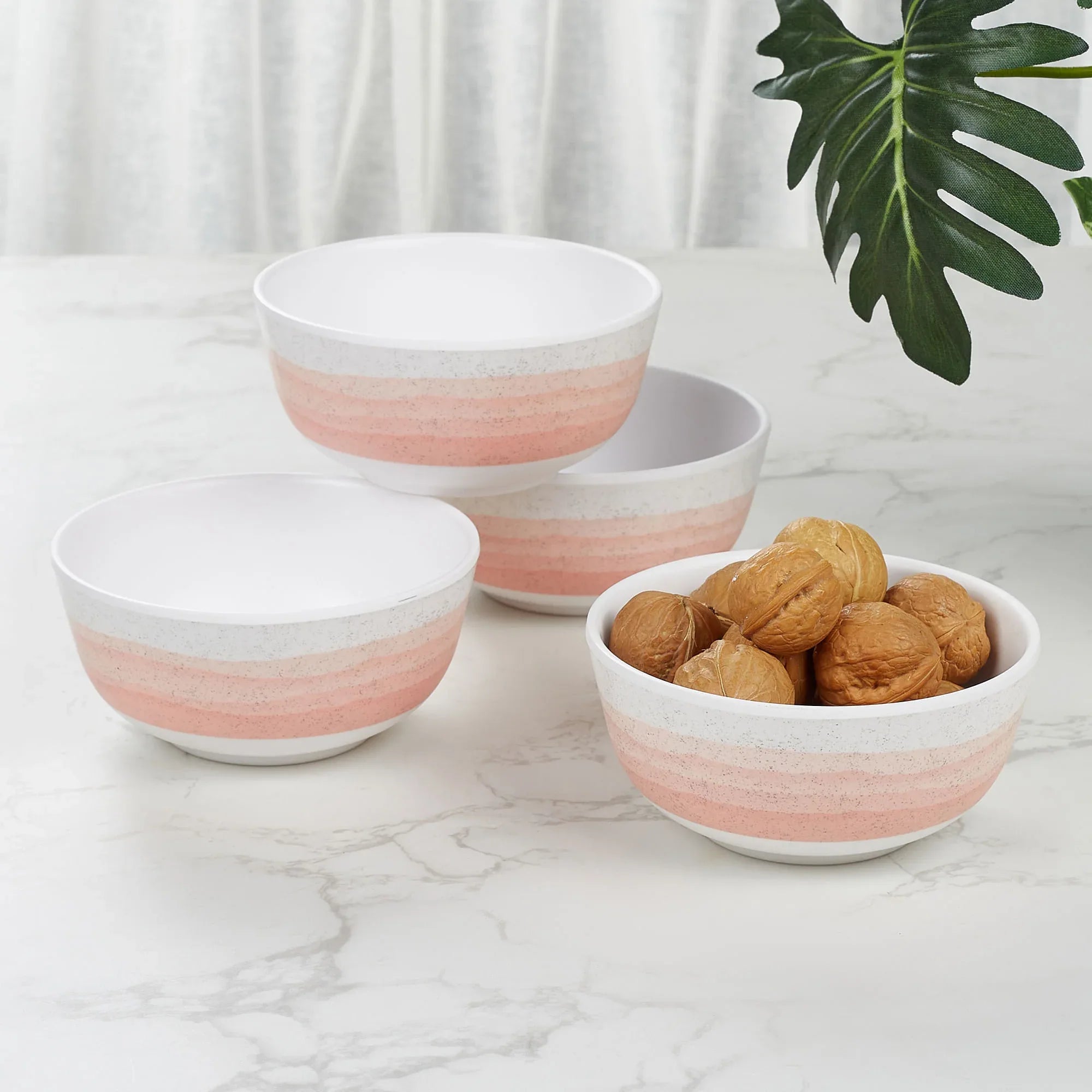 Emilia Melamine Veg Bowl 200 Ml Set of 4 in Pink Colour - HomeTown