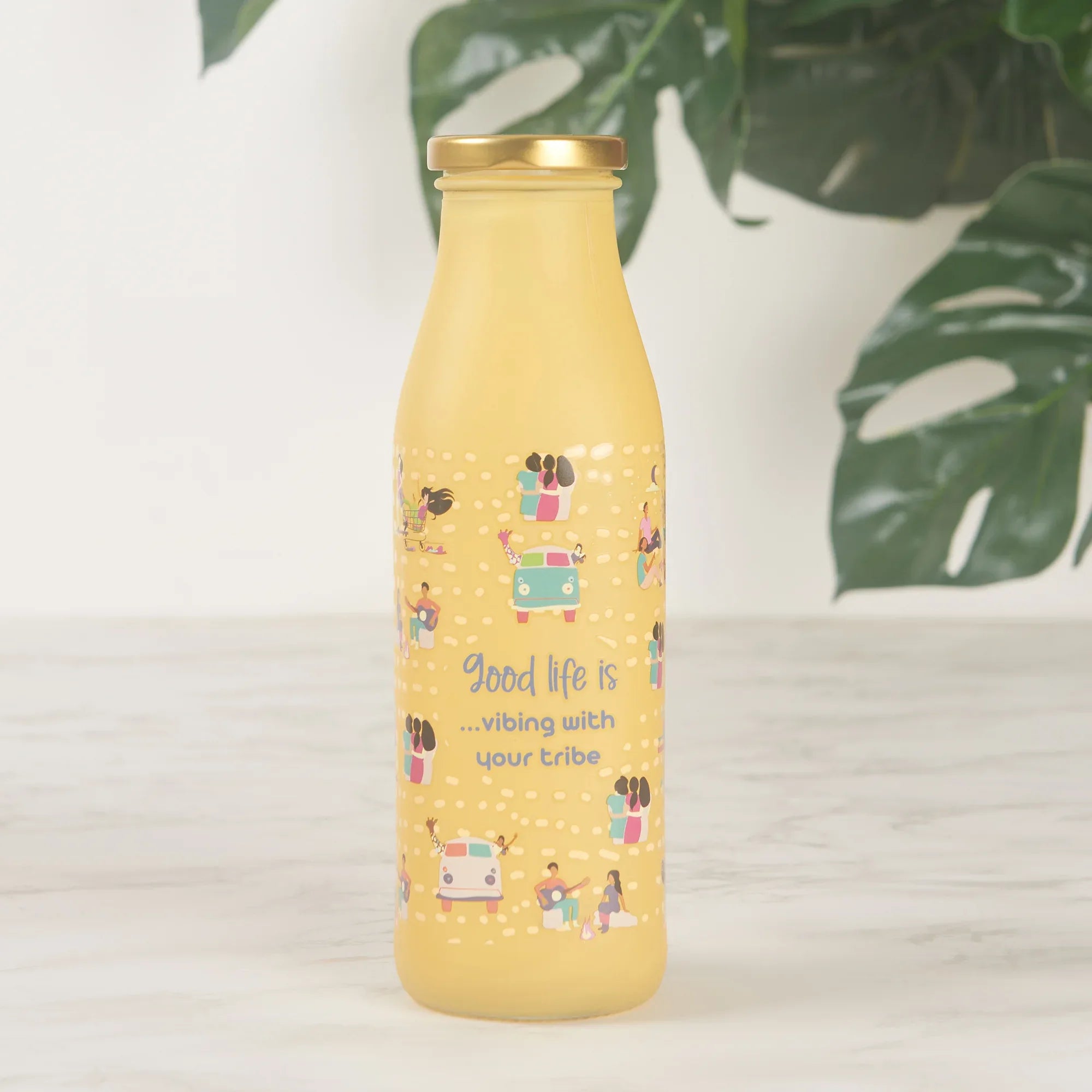 Good Life Glass Frosted Juice Bottle 550 Ml in Yellow Colour - HomeTown