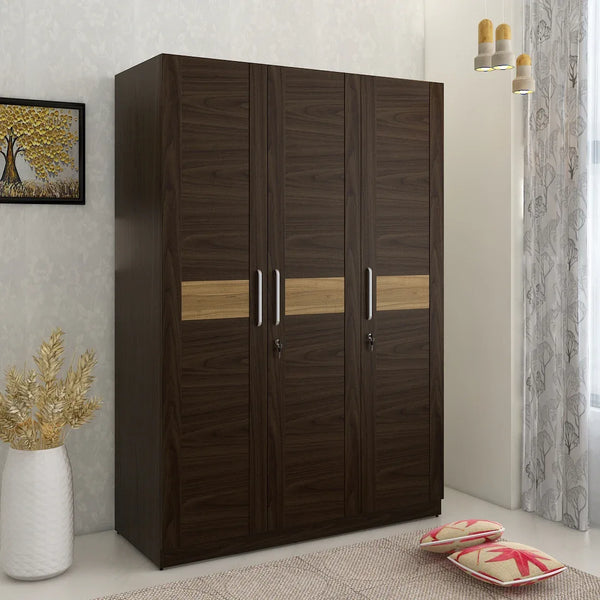 Magnum Three Door Wardrobe in Colour Urban Walnut dimensions