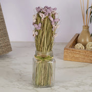 Fleur Dried Floral Arrangemet In Glass Jar 18 Cm in Purple Colour - HomeTown