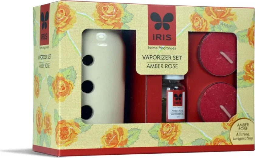 Vapourizer Set Ceramic 5Ml With 2 Tealights in Amber Rose Colour - HomeTown