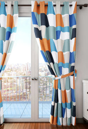 Cascade Colorful Abstract Polyester Door Curtain in Multi Colour - HomeTown