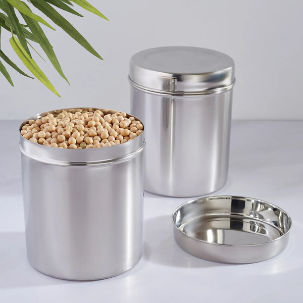 Glisto Stainless Steel Container Set of 2 in Silver Colour dimensions