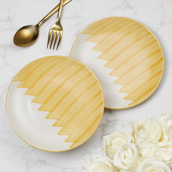 Ophilia Studio Pottery Stoneware Quarter Plate Set of 2 in Ochre Colour dimensions
