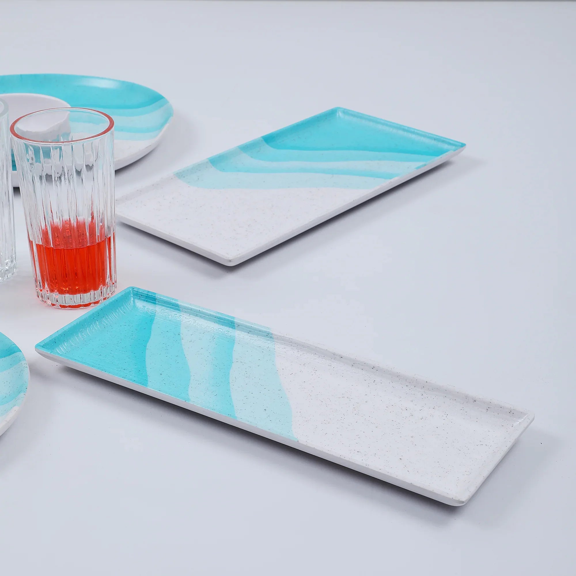 Emilia Melamine Speckles Platter Small in Dusky Blue Colour - HomeTown