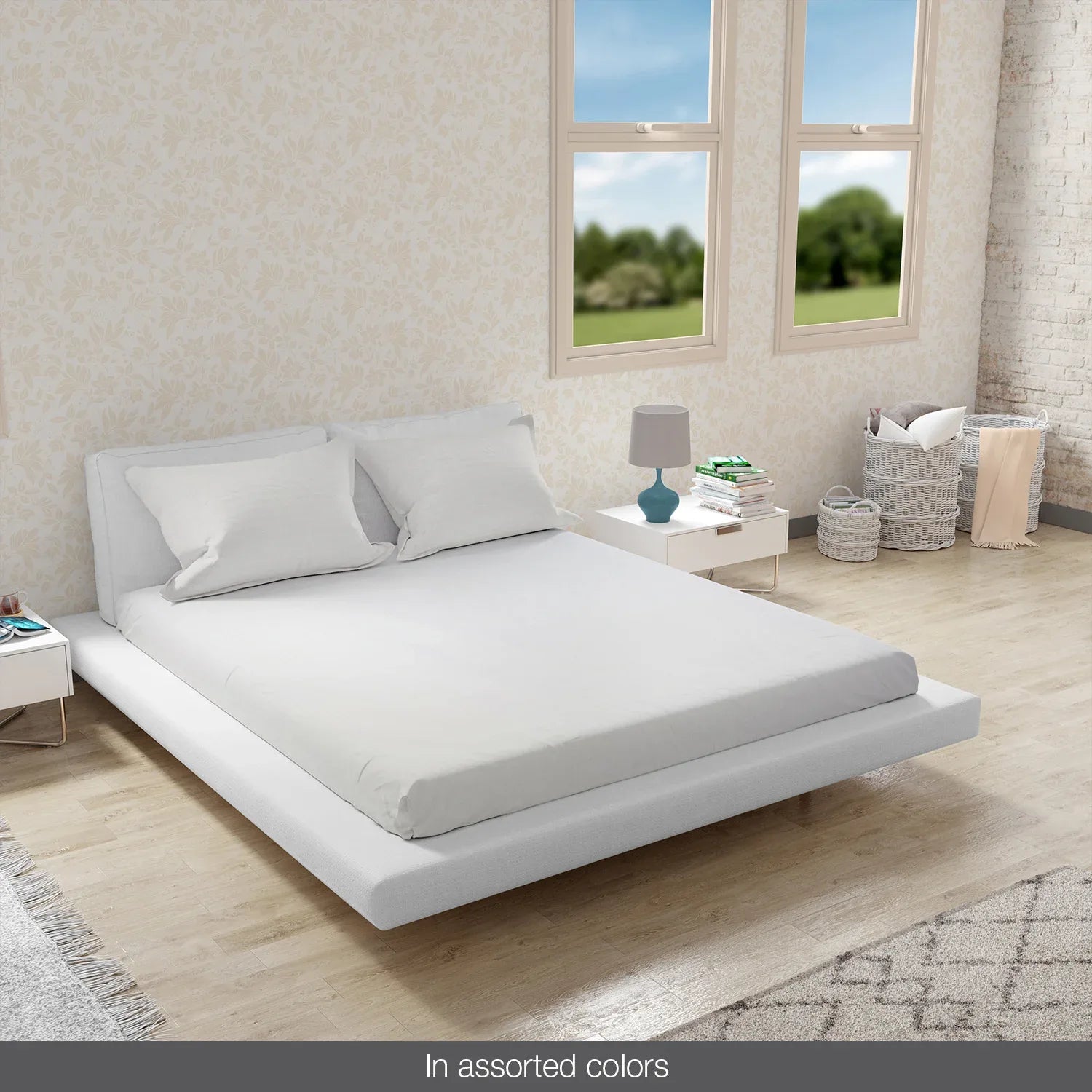 Essentials Micro Solid Self Textured Double Bedsheet Set in Multi Colour - HomeTown