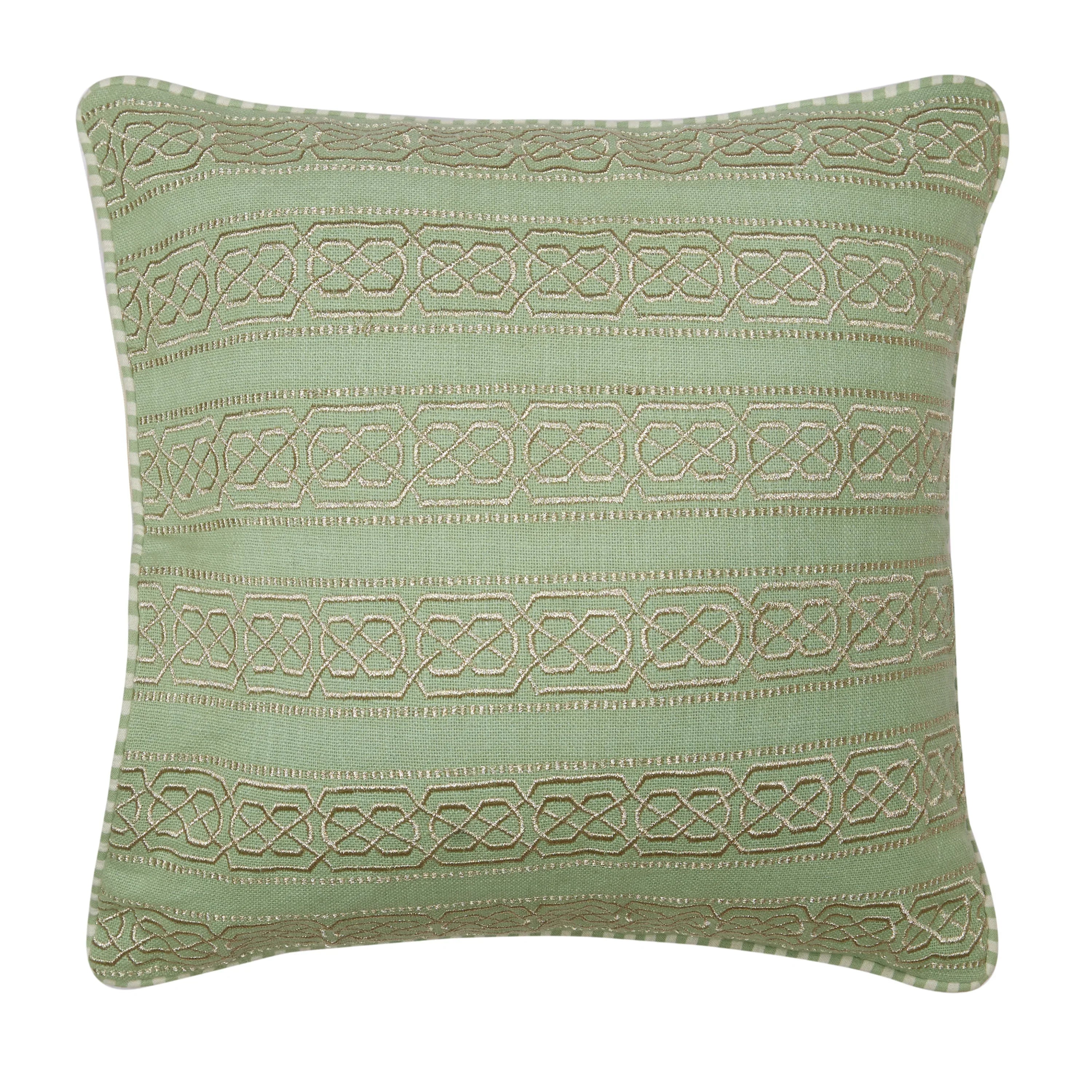 Indian Botanical Cotton Cushion Cover 40x40 cm in Multi Sage Colour - HomeTown