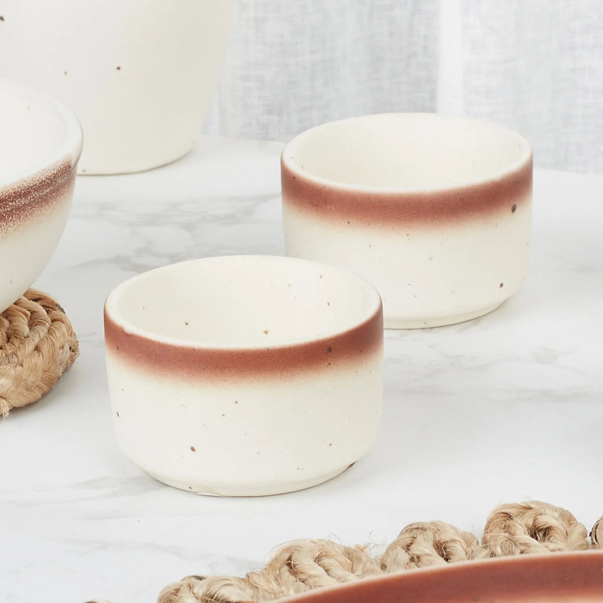 Beautiful Kitchen Studio Pottery Stoneware Sauce/Chutney/Dip Bowl Set of 4 in Beige Colour - HomeTown