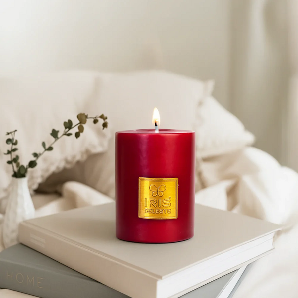 Iris Celeste Pillar Candle in Rose Gold Colour - Decorative Home Candle dimensions