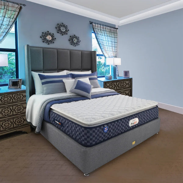 Pro Activ Jump Pillow Top Bonnell Spring Queen Mattress 80x60x8 Inch in Blue & Grey Colour dimensions
