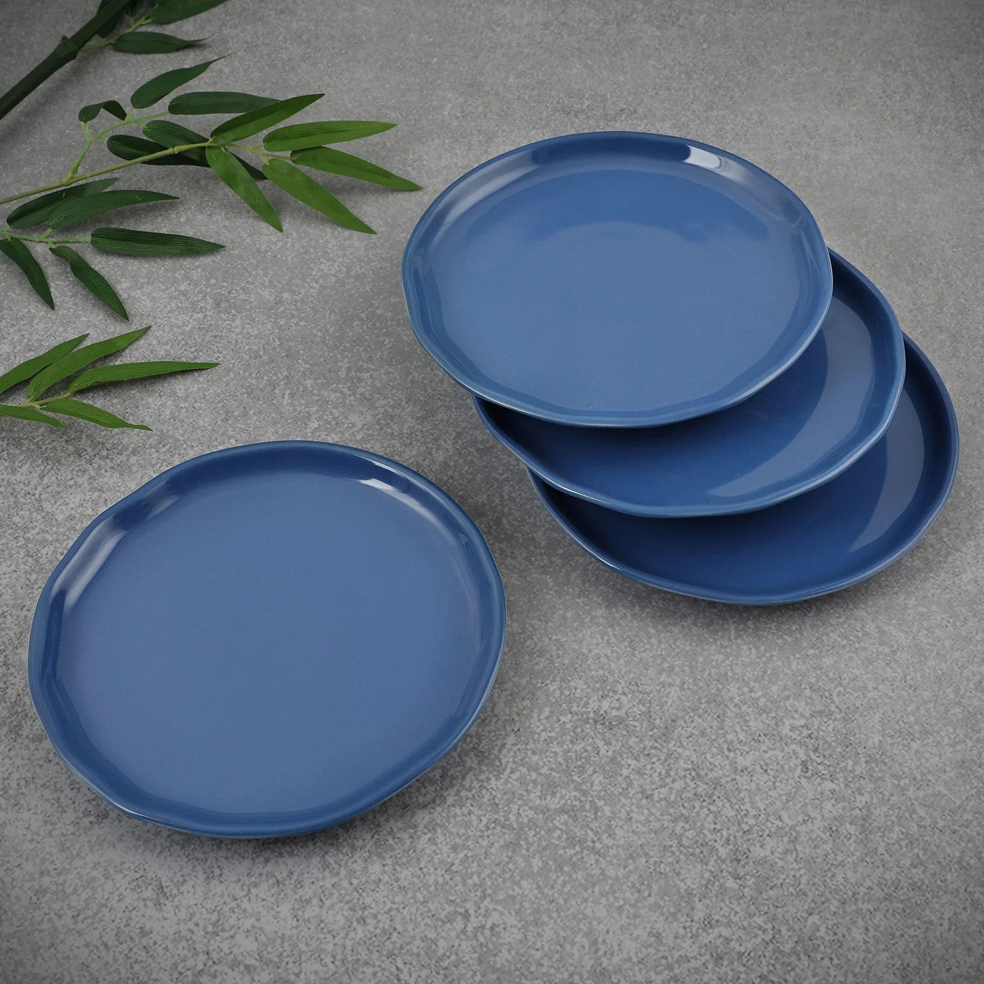Palette Ceramic 8 Inch Small Plate 4 Pcs in Navy Blue Colour - HomeTown