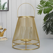 Apollo Iron and Glass Thread Dome Lantern 34x38 Cm in Gold Colour - HomeTown