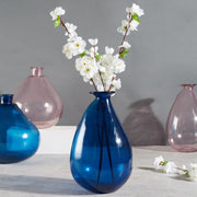 Phiona Glass Modern Organic Shapped Handcrafted 31 Cm Vase in Indigo Colour - HomeTown