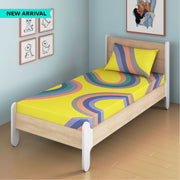 Winding Roads Bamboo Cotton Single Fitted Bedsheet in Yellow Colour - HomeTown