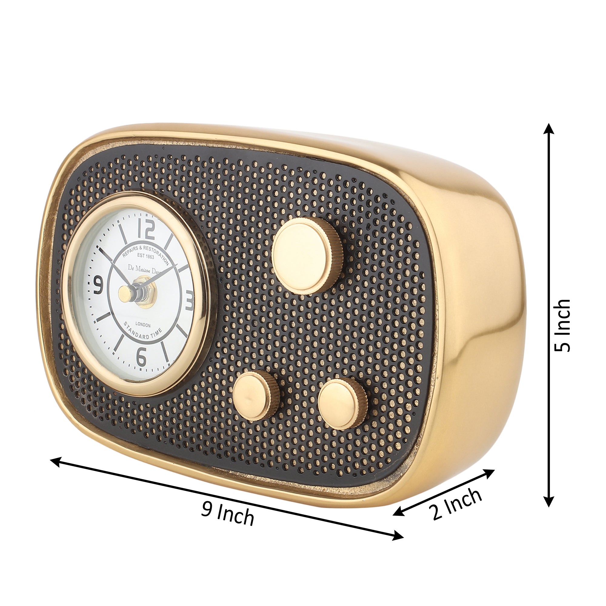 Radio Wave Table Clock In Gold Frame