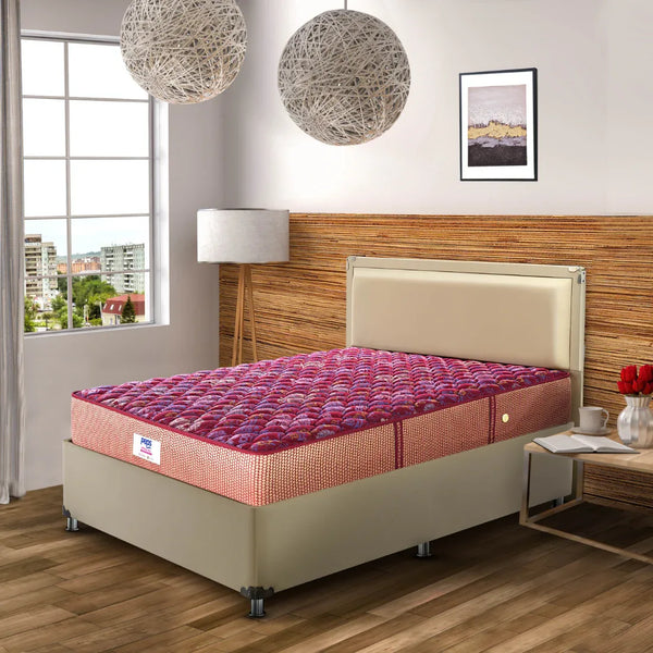 Springkoil Bonnel Spring Queen Mattress 78x60x10 Inch in Maroon Colour dimensions