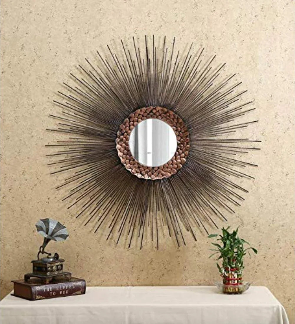 Wall Mirror Metal Moon-Sun Rays By Vedas - HomeTown