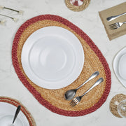 Boho Handmade Jute Placemat 38x38 Cm in Natural & Rust Colour - HomeTown
