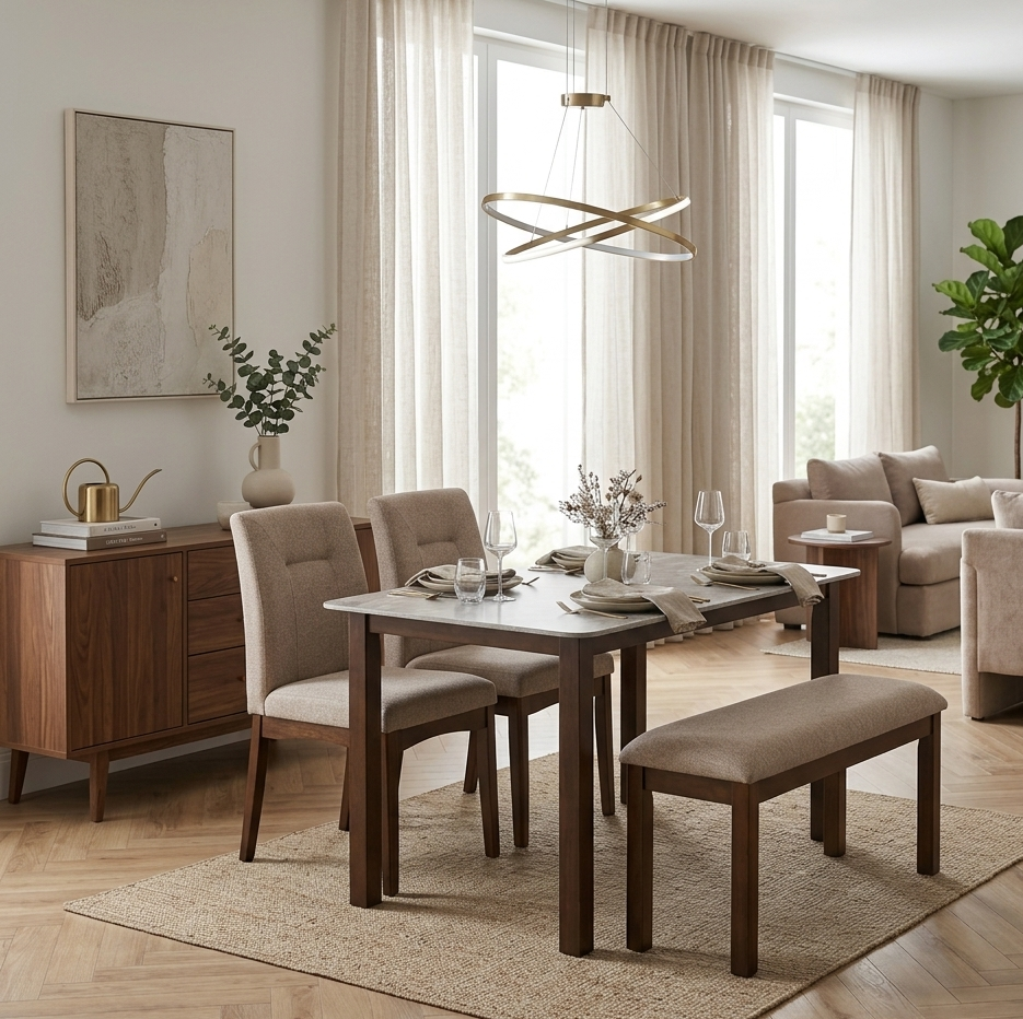 STONITA MARBLE TOP 4 STR DINNING TABLE