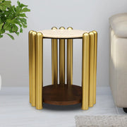 Regalia Marble Top Side Table in White & Gold Colour - HomeTown