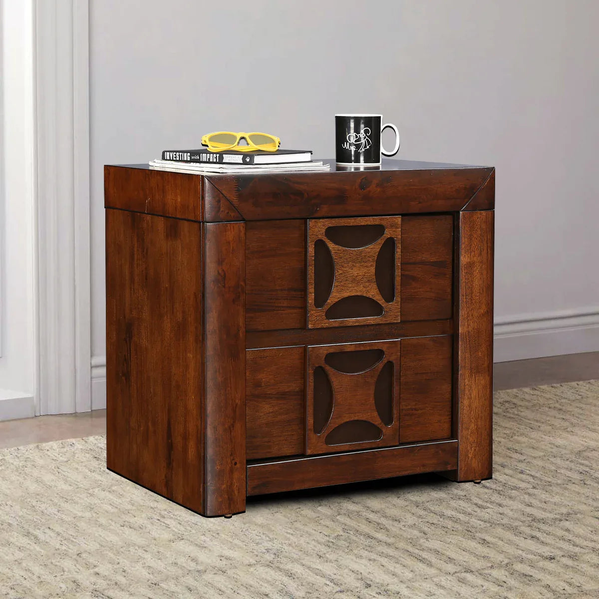 Casablanca Solidwood Night Stand in Walnut Colour - HomeTown