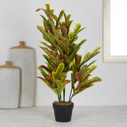 Ilana Artificial Codiaeum Potted Plant Yellow 90Cm in Yellow Colour - HomeTown