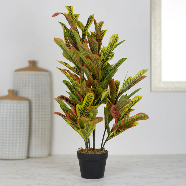 Ilana  Artificial Codiaeum Potted Plant Yellow 90Cm in Yellow Colour dimensions