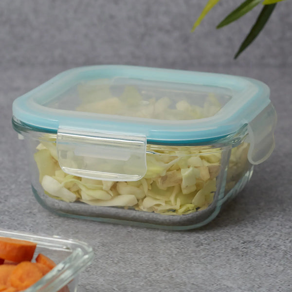 Robust Glass Square Container with PP Lid 520ML in Transparent Colour dimensions