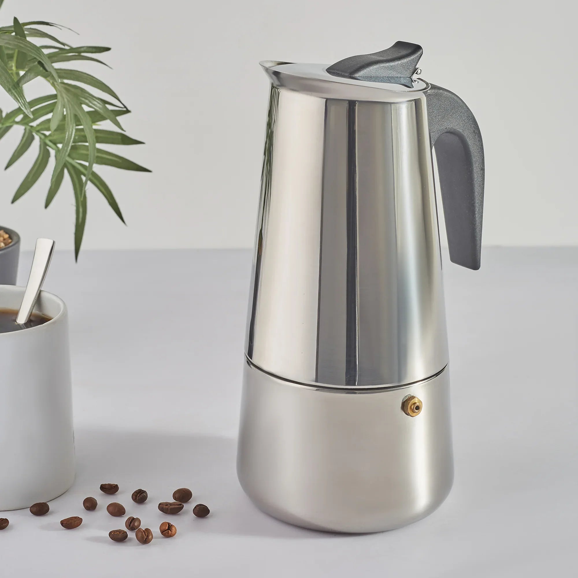 Brew Steel Moka Pot Coffee Maker 450 ml in Silver Colour - HomeTown