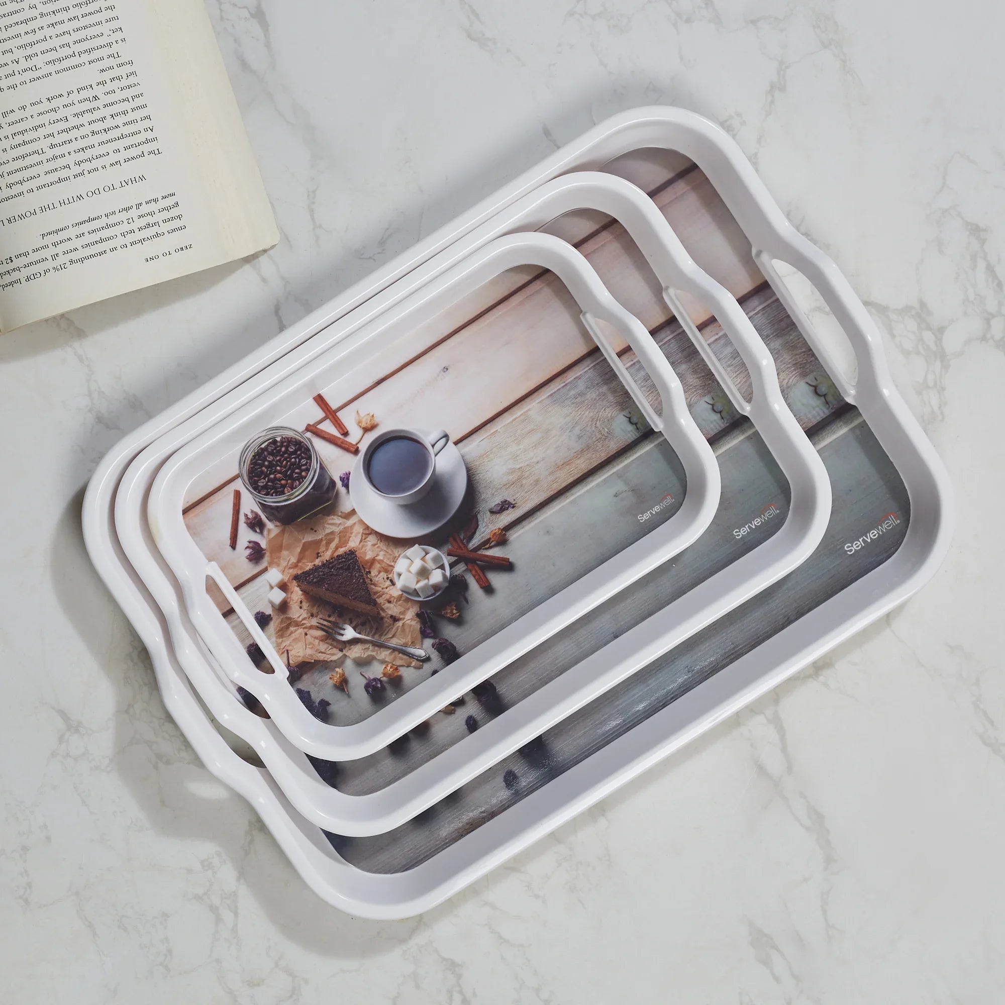 Handy Melamine Tray Set of 3 in Multi Colour - HomeTown