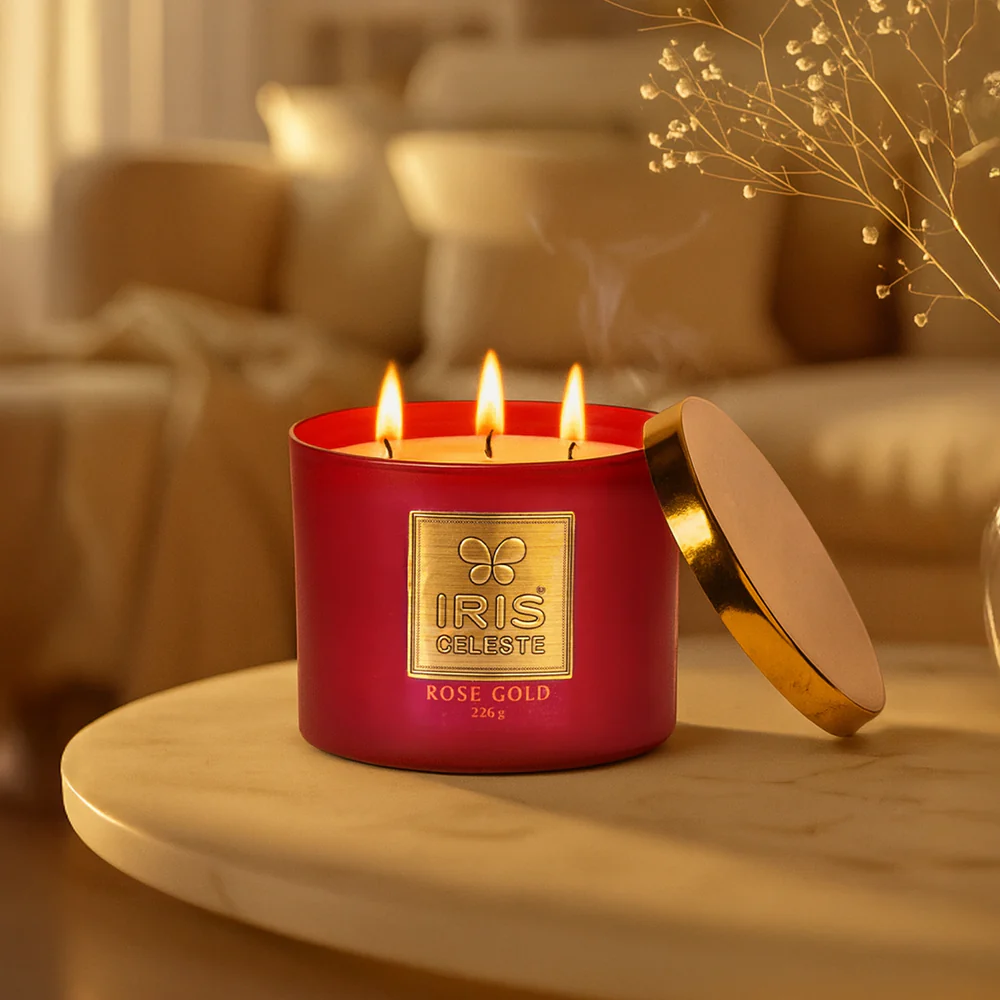 IRIS CELESTE  3 WICK CANDLE ICAC09014RG