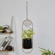Artiskylar Metal Matt Finish Hanging Planter 58 Cm in Black and Gold Colour - HomeTown