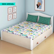 Oodles of Doodles Bamboo Cotton Queen Fitted Bedsheet in Multi Colour - HomeTown