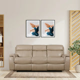 Plush 3 Seater Leather Electric Recliner Sofa | Beige